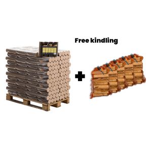 Hele pallet ronde beuk briketten + gratis 5 zakken aanmaakhout